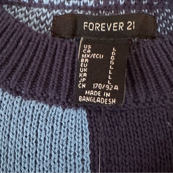 FOREVER 21 blue Checkered cropped sweater NWT - Picture 4 of 4